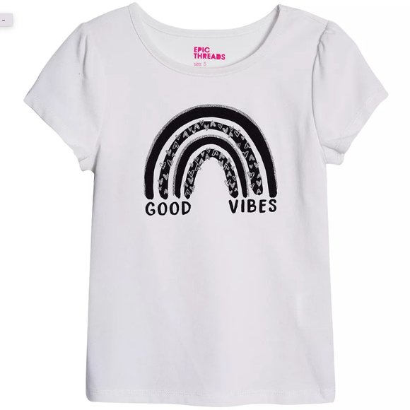 EPIC THREADS Toddler Girls Good Vibes Short Sleeve T-shirt - 3T - Picture 1 of 1
